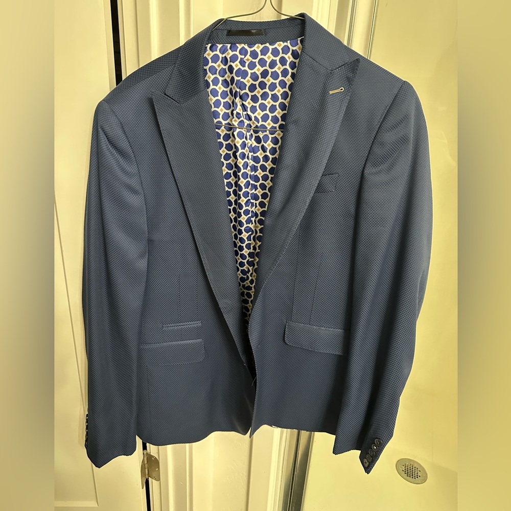 Zara Classic Blue Blazer with Patterned Lining
